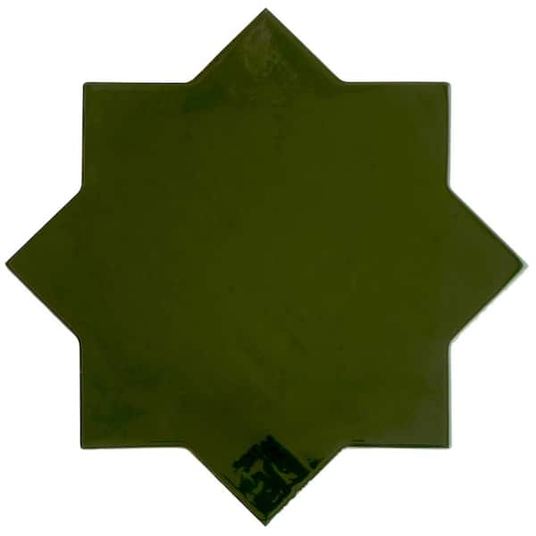Apollo Tile Terralis 7 in. x 7 in. Glossy Deep Forest Green Porcelain Star Wall and Floor Tile (6.46 sq. ft./case)-16 Pack