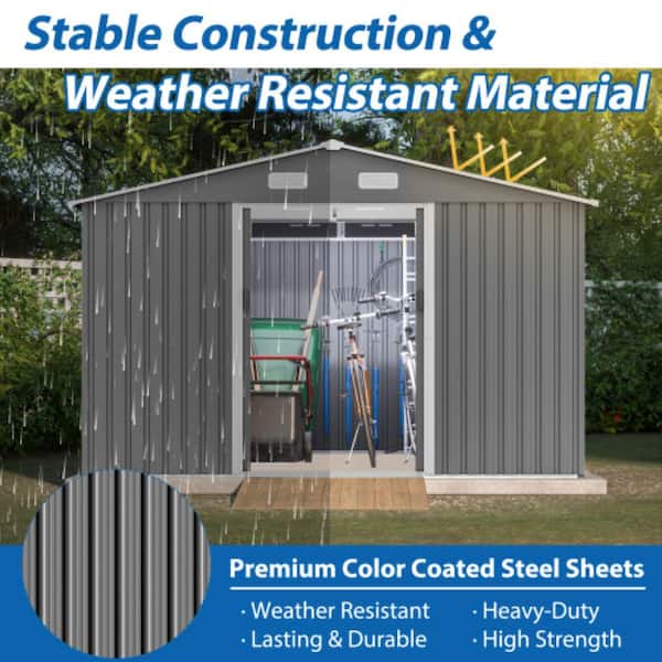 ITOPFOX 10 ft. x 8 ft. Metal Outdoor Storage Shed