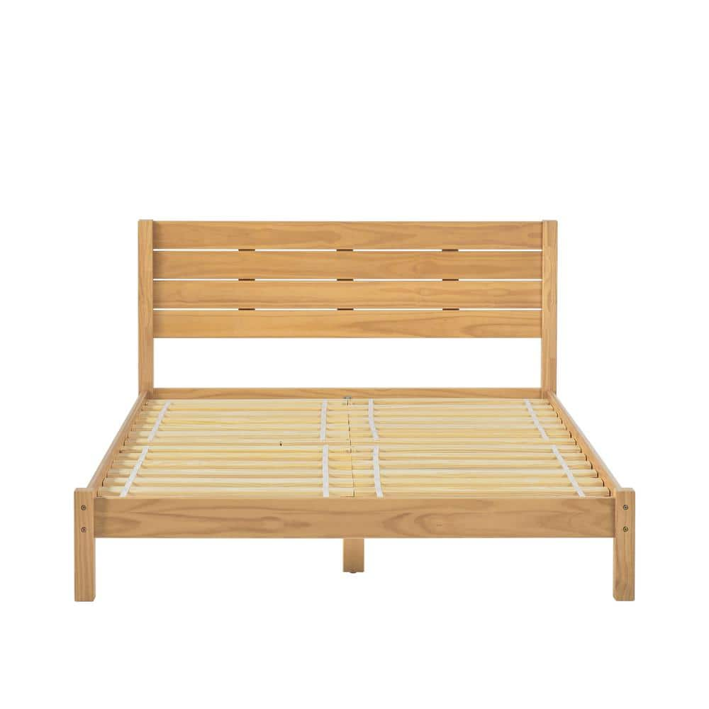 Welwick Designs Modern Beige Wood Frame King Platform Bed with Rattan  Headboard HD9931 - The Home Depot