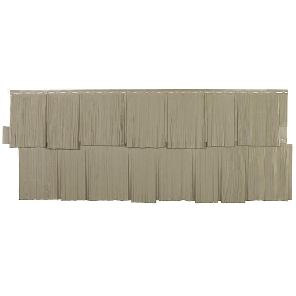 NovikShake 18.8 in. x 48.4 in. HS Hand Split Shake Polymer Siding in Khaki (9 Panels Per Box, 49.4 sq. ft.)