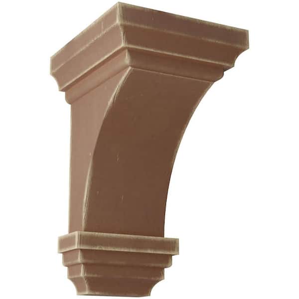Ekena Millwork 3-1/2 in. x 6 in. x 3-3/4 in. Weathered Brown Mini Jefferson Wood Vintage Decor Corbel