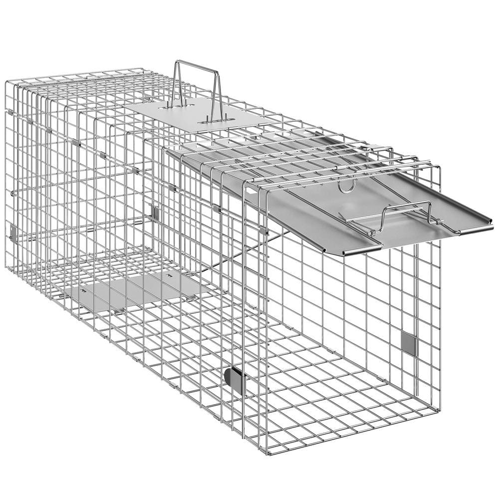 VEVOR Live Animal Cage Trap 31 in. x 10 in. x 12 in. Humane Cat Trap ...