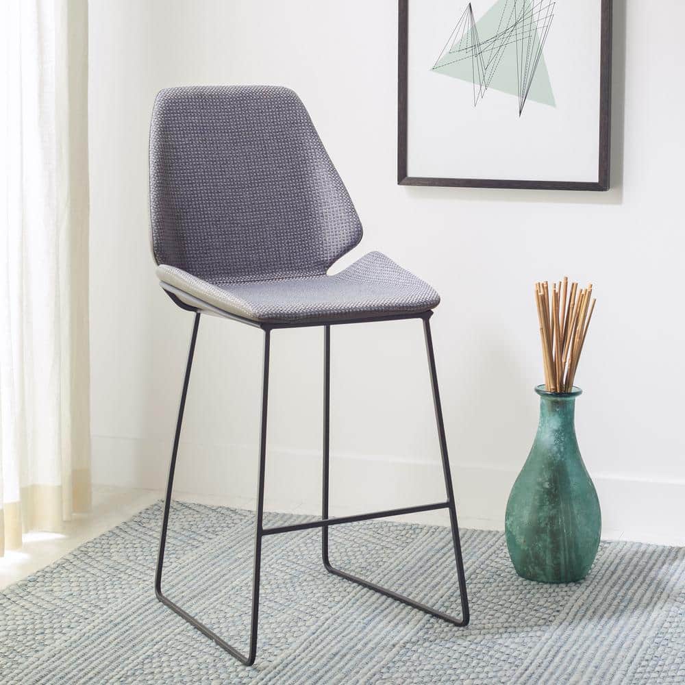 Masami Grey & Black Saddle Style Wood & Metal Counter Stool