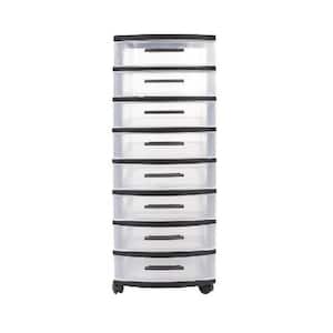 8-Drawer Resin Rolling Storage Cart in Black and Clear