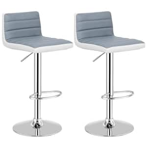 39 in. Adjustable Height Metal Low-Back Bar Stool with PU Leather-Seat and Footrest (2-Piece)