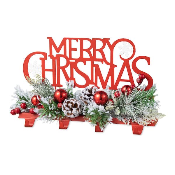 Glitzhome 14.5 in. L Christmas Metal MERRY Christmas Stocking Holder