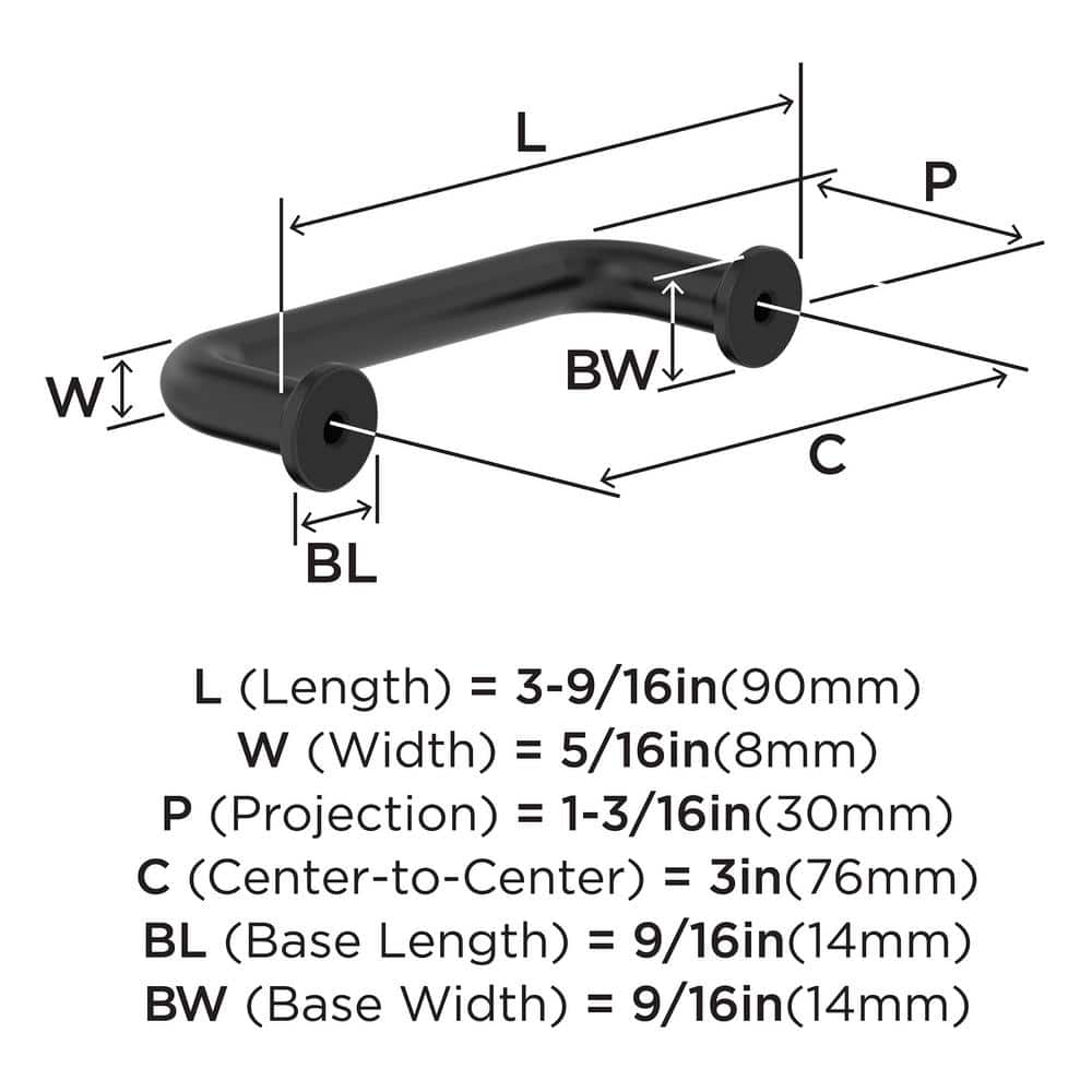 Matte Black 3-Inch Modern Cabinet Bar Pull