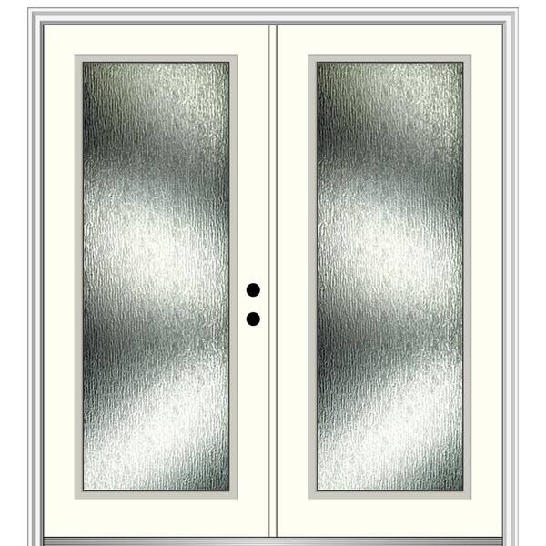 MMI Door Rain Glass 64 in. x 80 in. Left-Hand Inswing Full Lite Painted Alabaster Prehung Front Door on 6-9/16 in. Frame