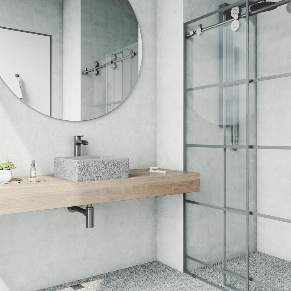 Aster 15" Ash Gray Concrete Square Vessel Bathroom Sink