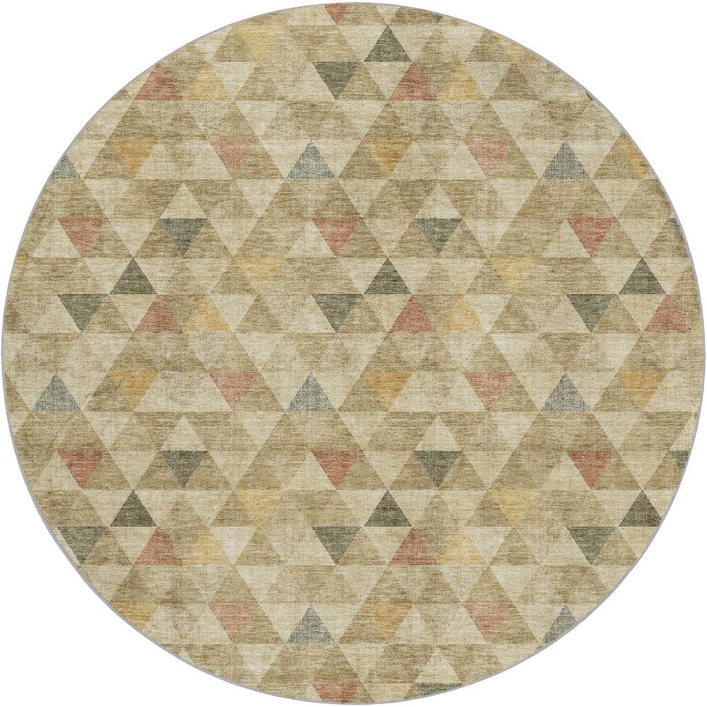 Dream Shag Premium Machine Washable Abstract ADS612 Beige 8 ft. x 8 ft. Round Rug price history on PriceWatchPro