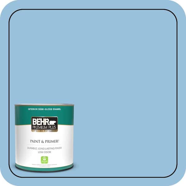 BEHR PREMIUM PLUS 1 qt. #M520-3 Charismatic Sky Semi-Gloss Enamel Low Odor Interior Paint & Primer