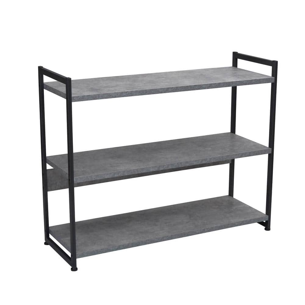 Gray and Black 3-Tier Industrial Bookshelf