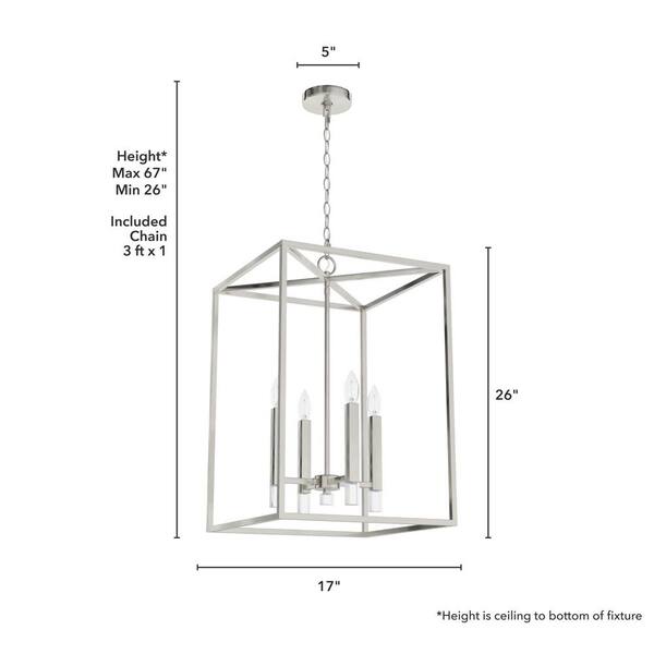Hunter Sunjai 4-Light Brushed Nickel Traditional Lantern LED Medium Hanging Kitchen Island Light