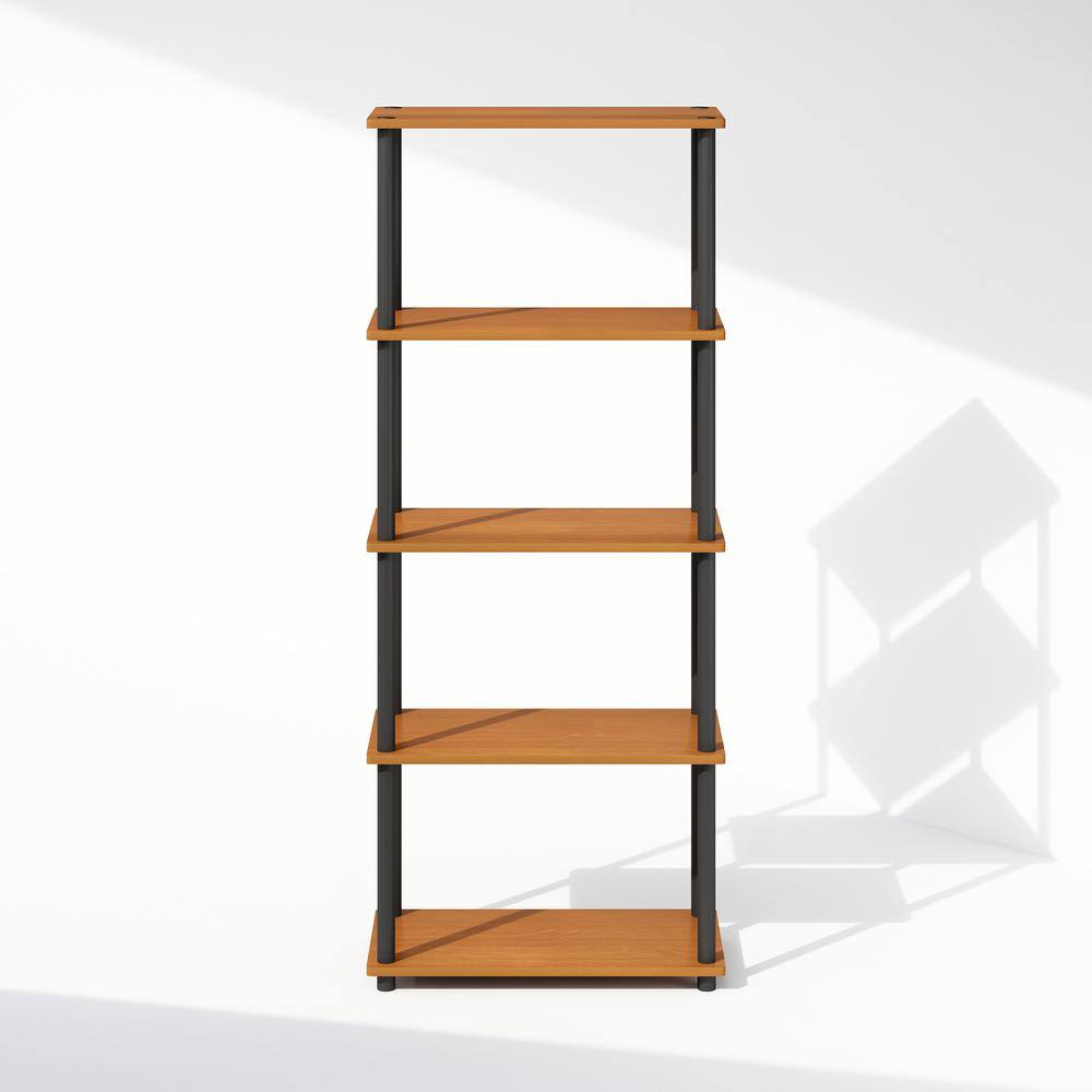 Laminated Black & Light Cherry 5-Tier Round Tube Shelf