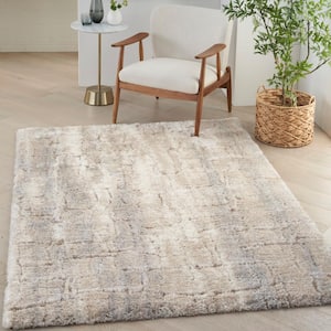 Dreamy Shag Ivory Beige 4 ft. x 6 ft. All-over design Contemporary Area Rug
