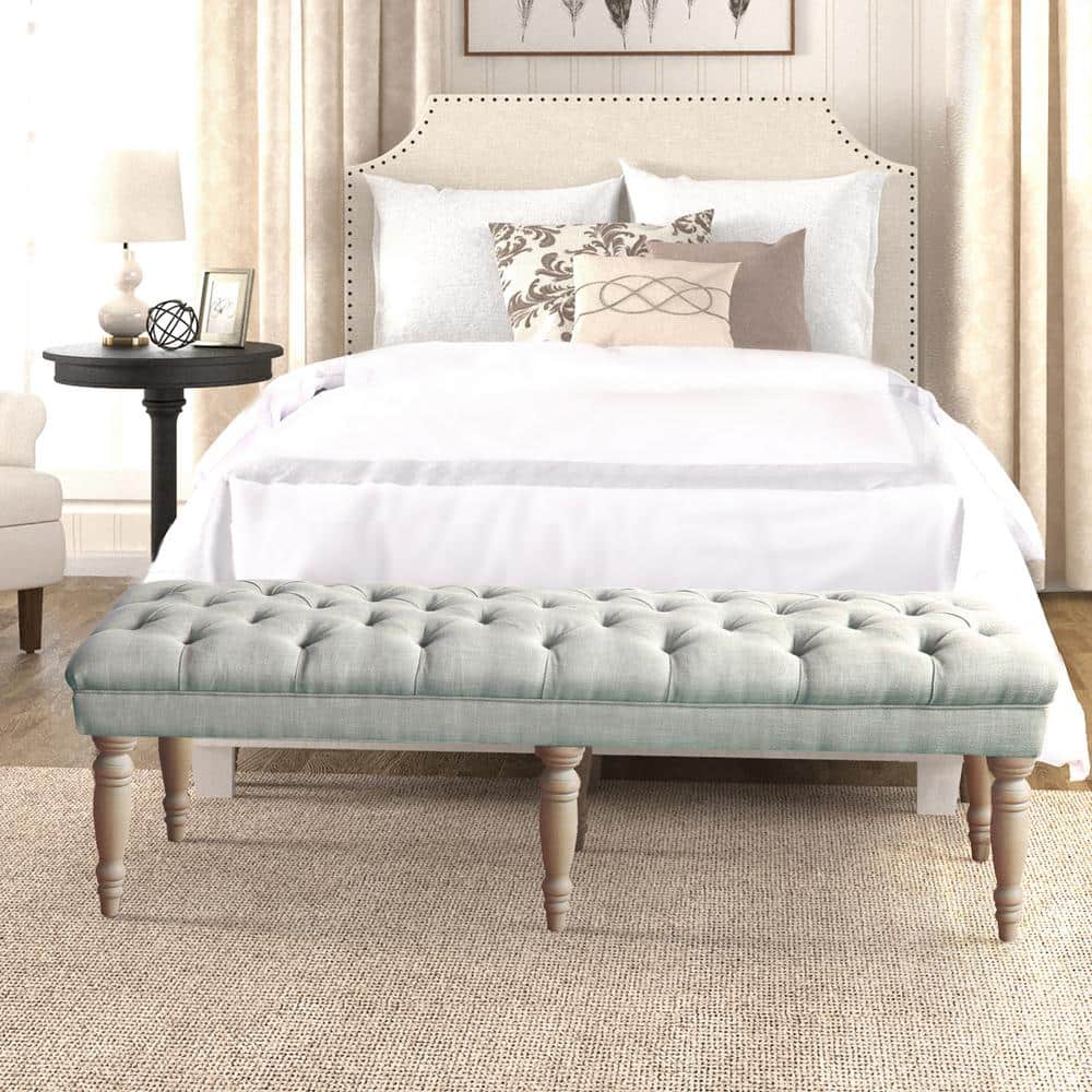 Homepop Gray Layla Tufted Bench K7052-1501-7 - The Home Depot