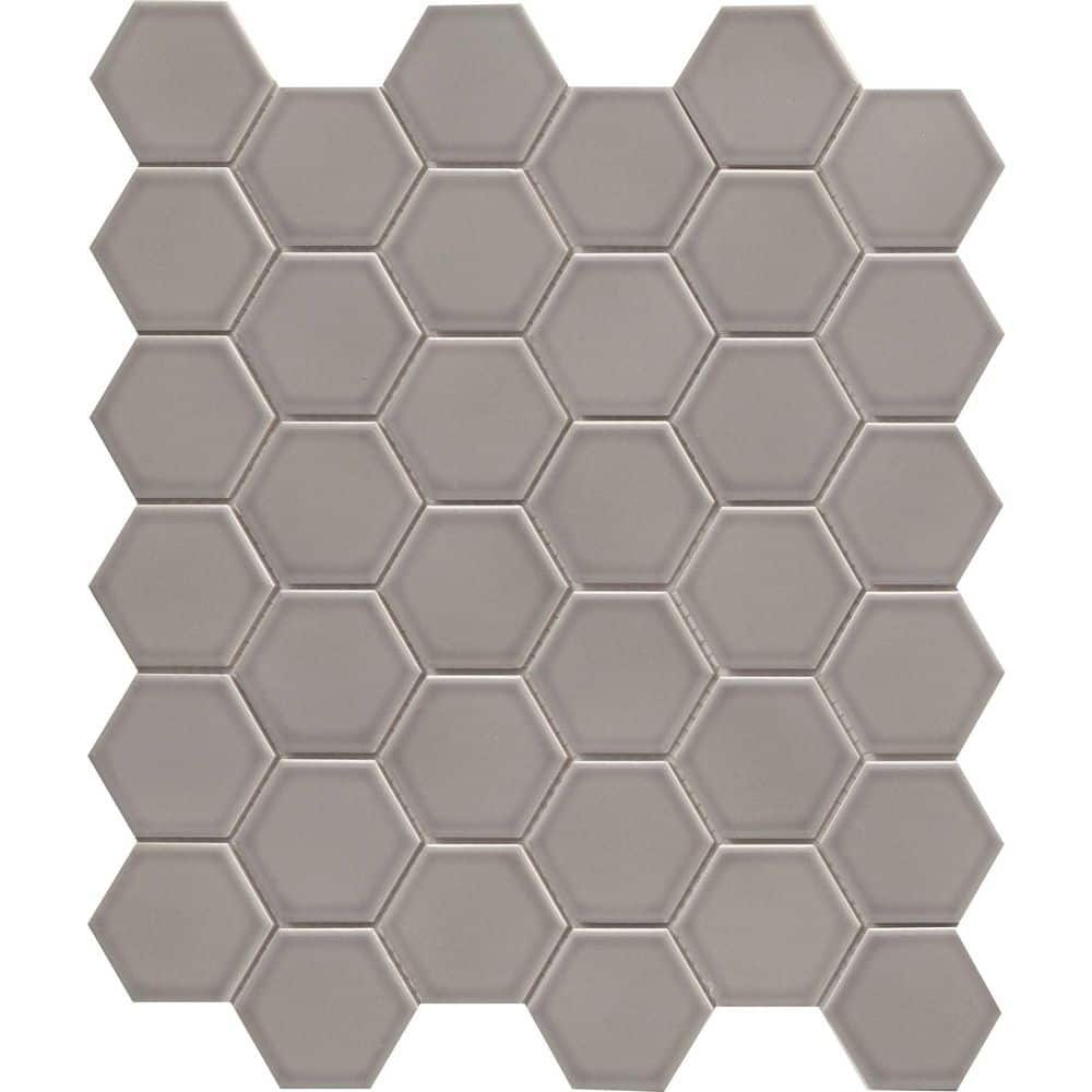 Savvy Silver 11 in. x 12 in. Hexagon Glossy Porcelain Mosaic Floor and Wall Tile (0.937 sq. ft./Case, 1 pc) price history on PriceWatchPro