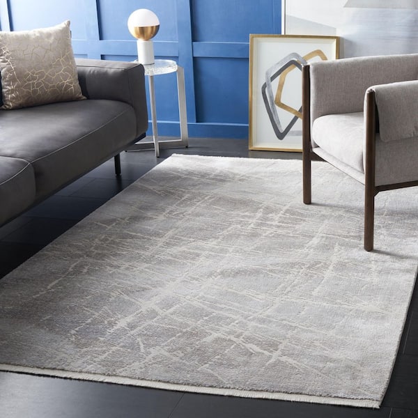 Platinum 9 ft. x 12 ft. Gray/Light Gray Abstract Scratched Area Rug