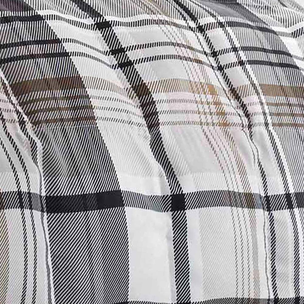 King Black Plaid Microfiber Reversible Comforter Set