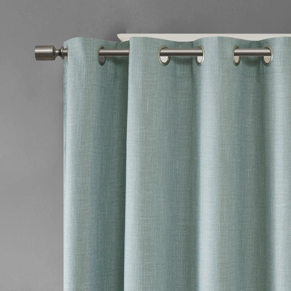 Aqua Polyester Blackout Grommet Top Window Panel, 54" Length