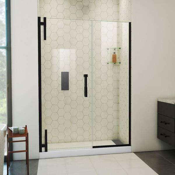 DreamLine Ascend 51-1/2 in. W x 72 in. H Pivot Frameless Shower Door in Matte Black