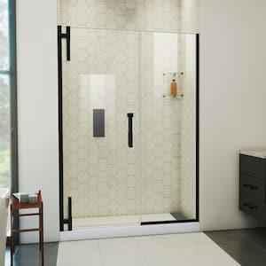 Ascend 51 in. W x 72 in. H Pivot Frameless Shower Door in Matte Black