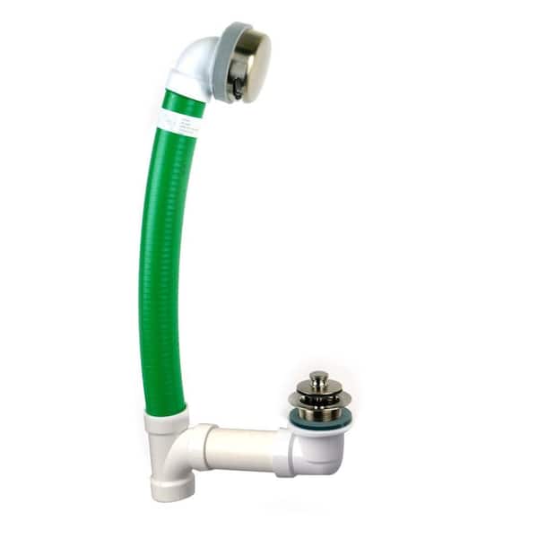 Watco Innovator Flex924 24 in. x 1.5 in. Flexible Bath Waste with Foot Actuated Stopper and Innovator Overflow, Brushed Nickel