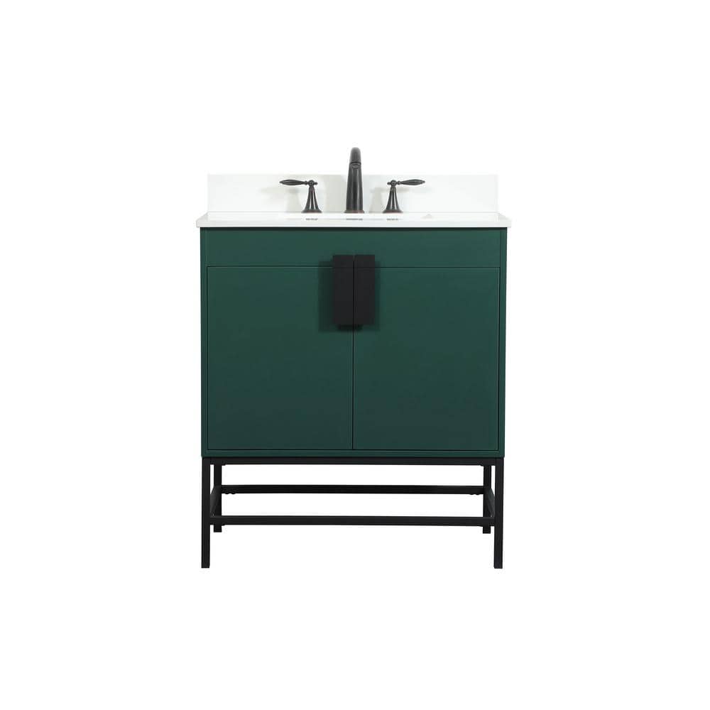 Simply Living 30 in. W x 19 in. D x 33.5 in. H Bath Vanity in Green with Iv