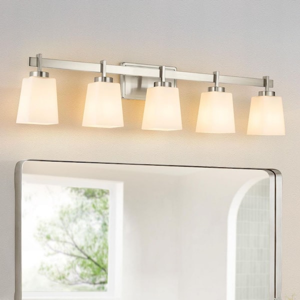 Morauroral 40 in. 5-Light Brushed Nickel Bathroom Vanity Light