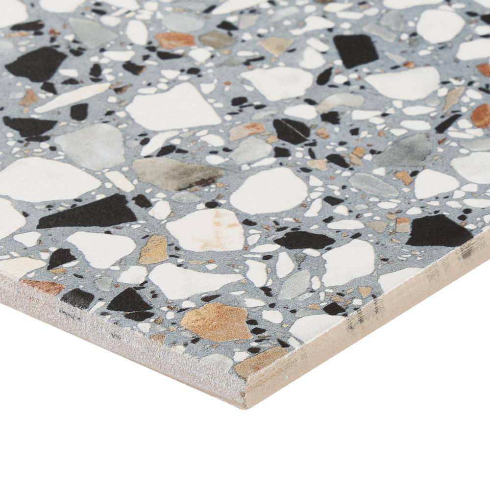 Shards Terrazzo 8" x 8" Matte Blue Porcelain Tile