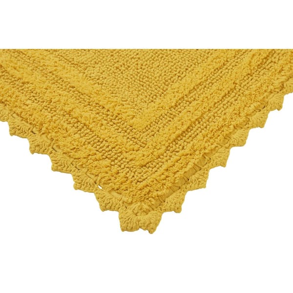 Lilly Crochet Collection 24 in. x 40 in. Yellow 100% Cotton Rectangle Bath Rug