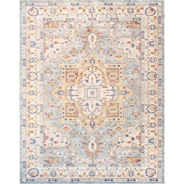 Heritage Light Blue 8 ft. x 10 ft. Floral Ara Rug