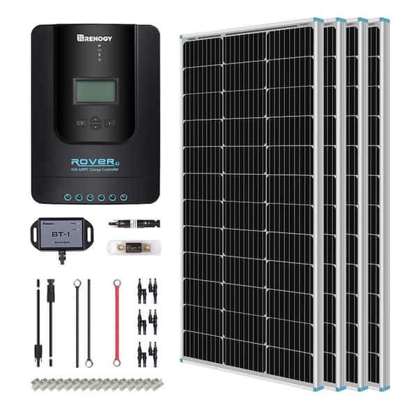 400-Watt PremiumKit,4Pcs 100-Watt 12-VoltRigidMonocrystalline Solar Panel and 40A MPPT RoverCharge Controller,RV,OffGird