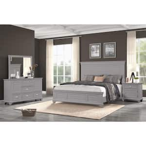 New Classic Furniture Jamestown 4-Piece Gray King Wood Bedroom Set (B/Dr/Mr/Ns)