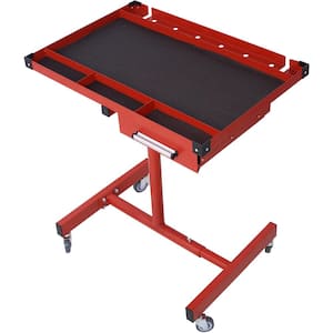 Red Portable Adjustable Tear Down Work Table with Drawer for Garages, Repair Shops, 220 lbs. Capacity