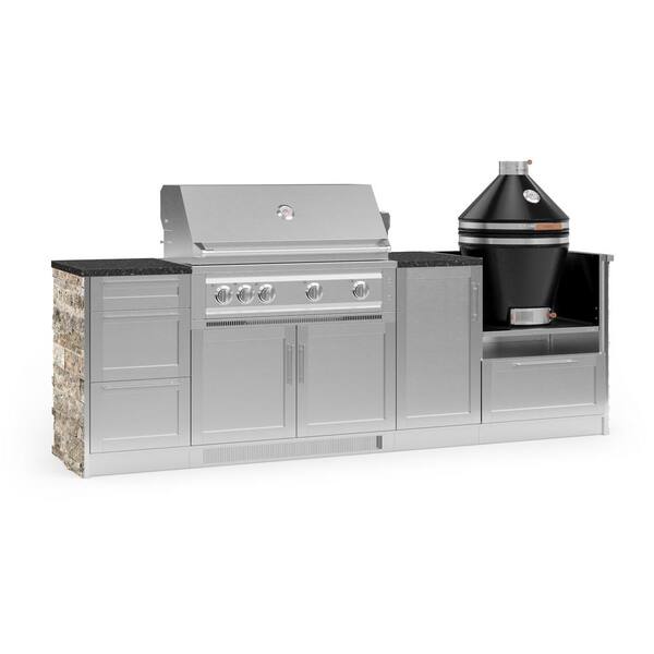 NewAge Products Signature Series 107.16 in. x 25.5 in. x 57.5 in. 8-Piece Outdoor Kitchen Cabinet Set with Natural Gas 40 in. Grill