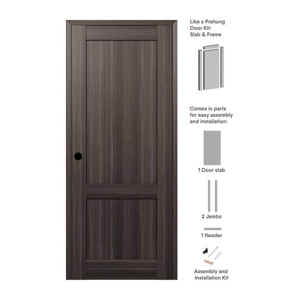 2-Pane Shaker 36 in. x 96 in. Right Hand Gray Oak Wood Composite DIY-Friendly Single Prehung Interior Door price history on PriceWatchPro