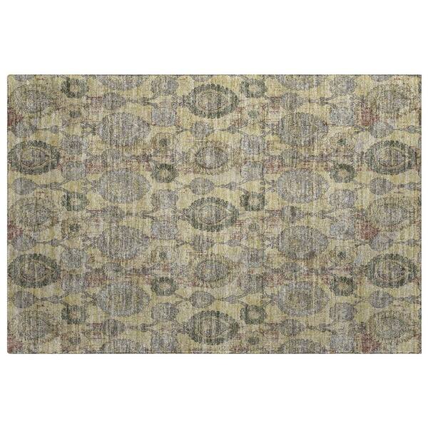 Dream Shag Premium Machine Washable Abstract ADS821 Gold 2 ft. x 3 ft. Accent Rug