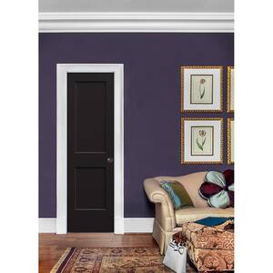 24 in. x 80 in. Monroe Black Painted Left-Hand Smooth Solid Core Molded Composite MDF Single Prehung Interior Door