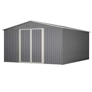 11 ft. W x 13 ft. D Outdoor Metal Storage Shed 140 sq. ft., Gray