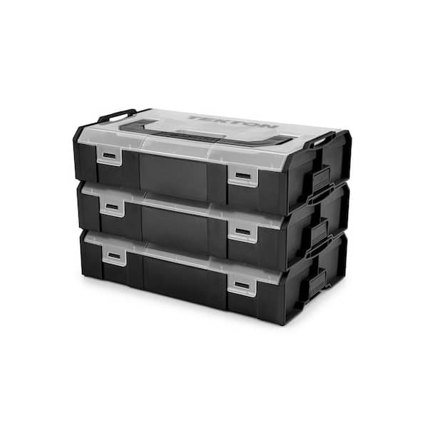 6-Compartment Black Mini Stacking Tool Box with Dividers (3-Piece) (Small Parts Organizer)