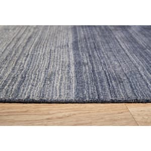 Blue Handloomed Wool Transitional Rainbow Loom Rug, 5 ft. x 8 ft. Area Rug