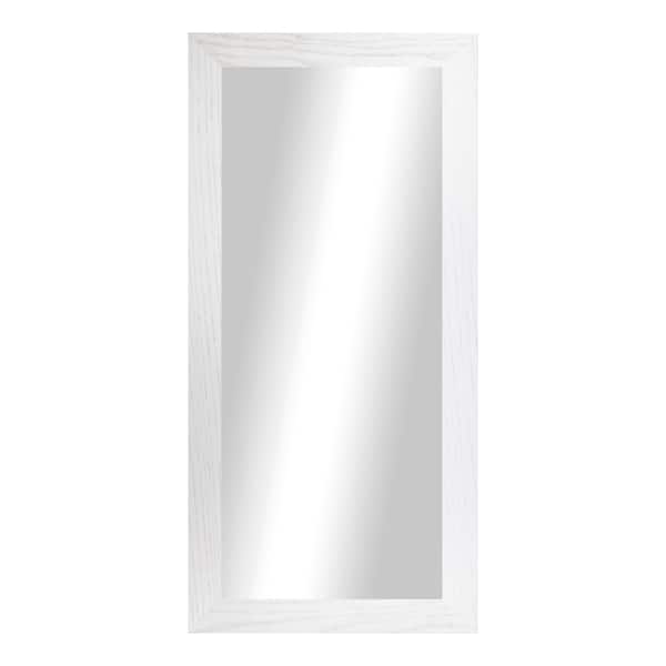 2 in White Frame (30 in. W x 17 in. H) Oak Hardwood Rectangle Wall Mirror