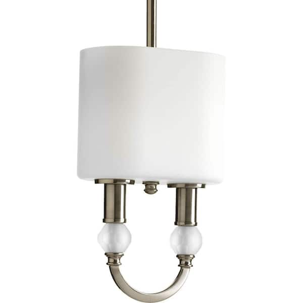 Progress Lighting Splendid Collection 2-Light Brushed Nickel Mini Pendant with Opal Etched Glass