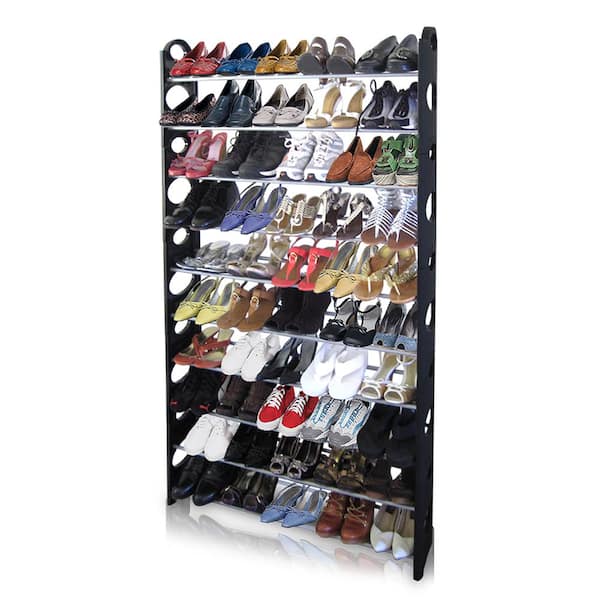 Nelio 10-Tier 50 Pair Shoe Rack Organiser - Black