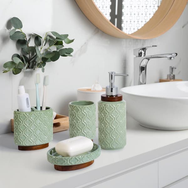 Numhew 4-Piece Bathroom Countertop Accessory Set with Toothbrush