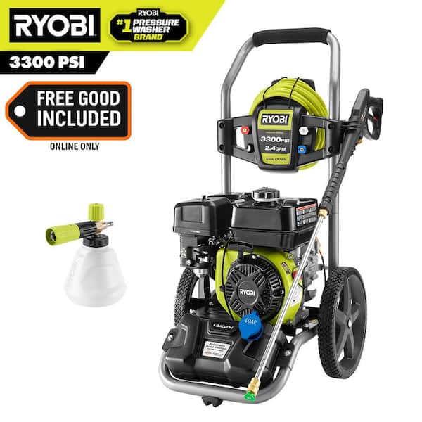 3300 PSI 2.4 GPM Cold Water Gas Pressure Washer with 212cc Engine and Premium Foamer