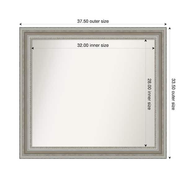 Amanti Art Parlor Silver 37.5 in. x 33.5 in. Custom Non-Beveled Recycled Polystyrene Framed Bathroom Vanity Wall Mirror