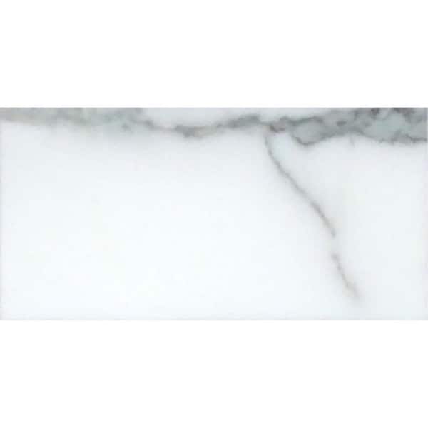 Apollo Tile White 4 in. x 5 in. Honed Marble Subway Tile Sample (0.13 sq. ft./Piece)