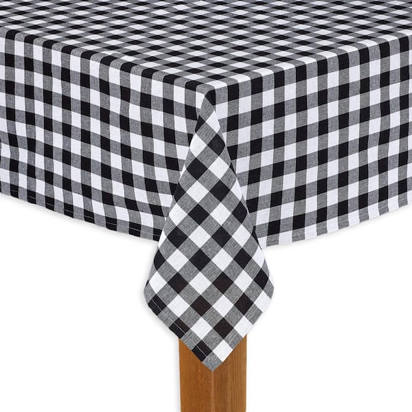 Lintex Buffalo Check 52 in. x 70 in. Black 100% Cotton Table Cloth for ...